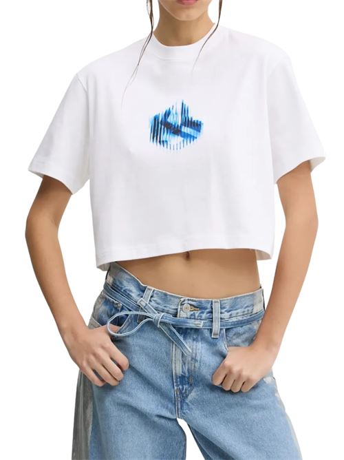 T-shirt crop bianca in cotone Karl Lagerfeld jeans | A1W17109100